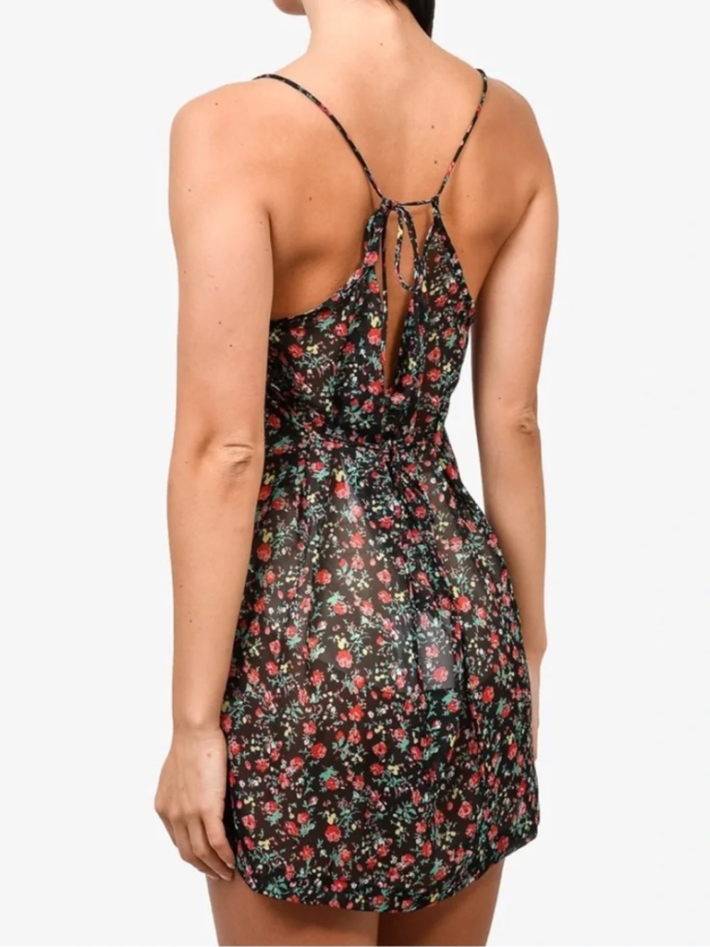 Rat and Boa Floral Sheer Mini Dress Black Multicolor Sz Small - Picture 3 of 3